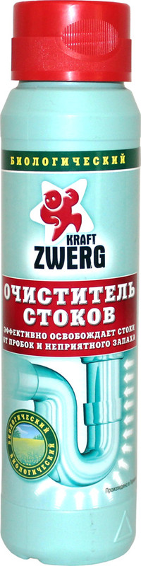 Засіб для прочищення труб KRAFT ZWERG Біологічний 500 г, гранули